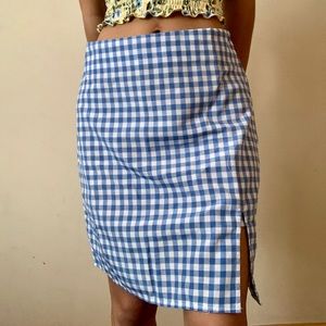 Romwe Blue Plaid Skirt